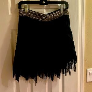 Zara black fringe mini skirt new with tag